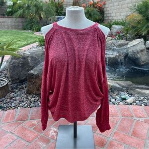 NWOT Free People Red Cold Shoulder Top